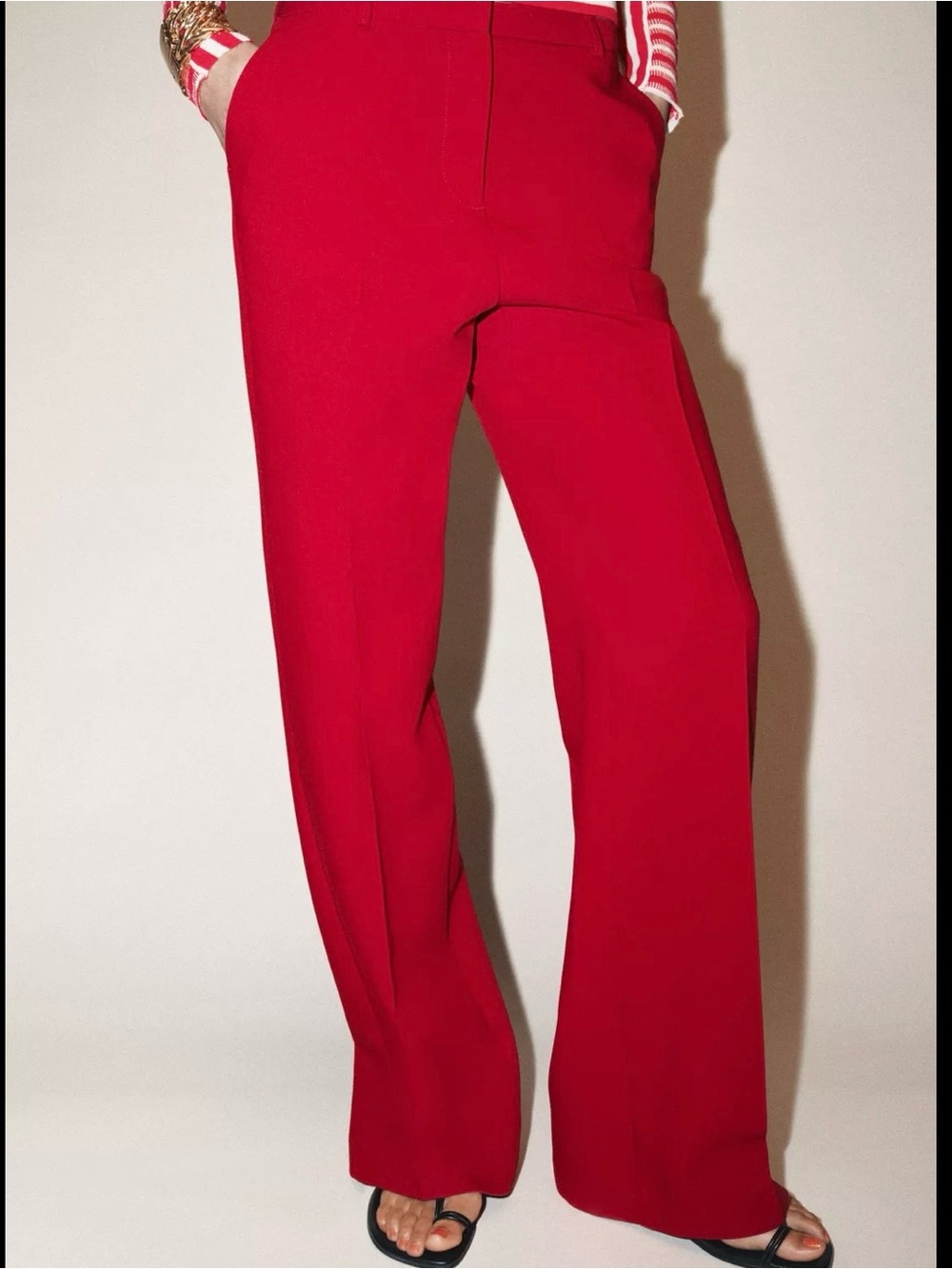 Zara Bright Red Wide-Leg Trousers